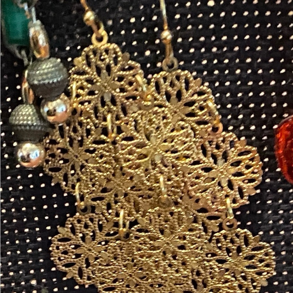 Lia Sophia Gold Filigree Tiered Dangle Earrings